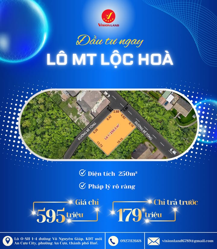 Đất nền Lộc Hòa, Phú Lộc 250m² giá 595 triệu - Đầu tư thông minh ngay hôm nay!