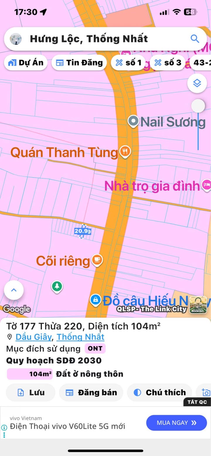 Đất nền thổ cư Dầu Giây 104m² giá chỉ 800 triệu - Đường thông các hướng!