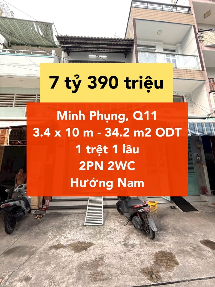 Nhà phố Minh Phụng Quận 11 34m² giá 7.39 tỷ - Hẻm xe hơi thông thoáng!