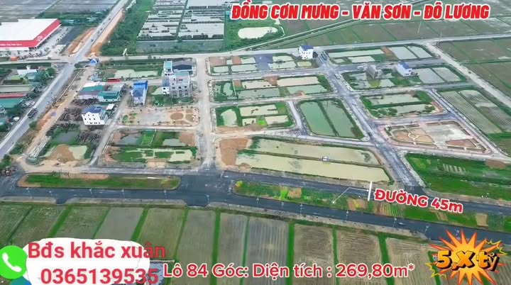 Đất nền Văn Sơn, Đô Lương 270m² giá 4 tỷ - Mặt tiền 2 đường lớn, gần chợ!