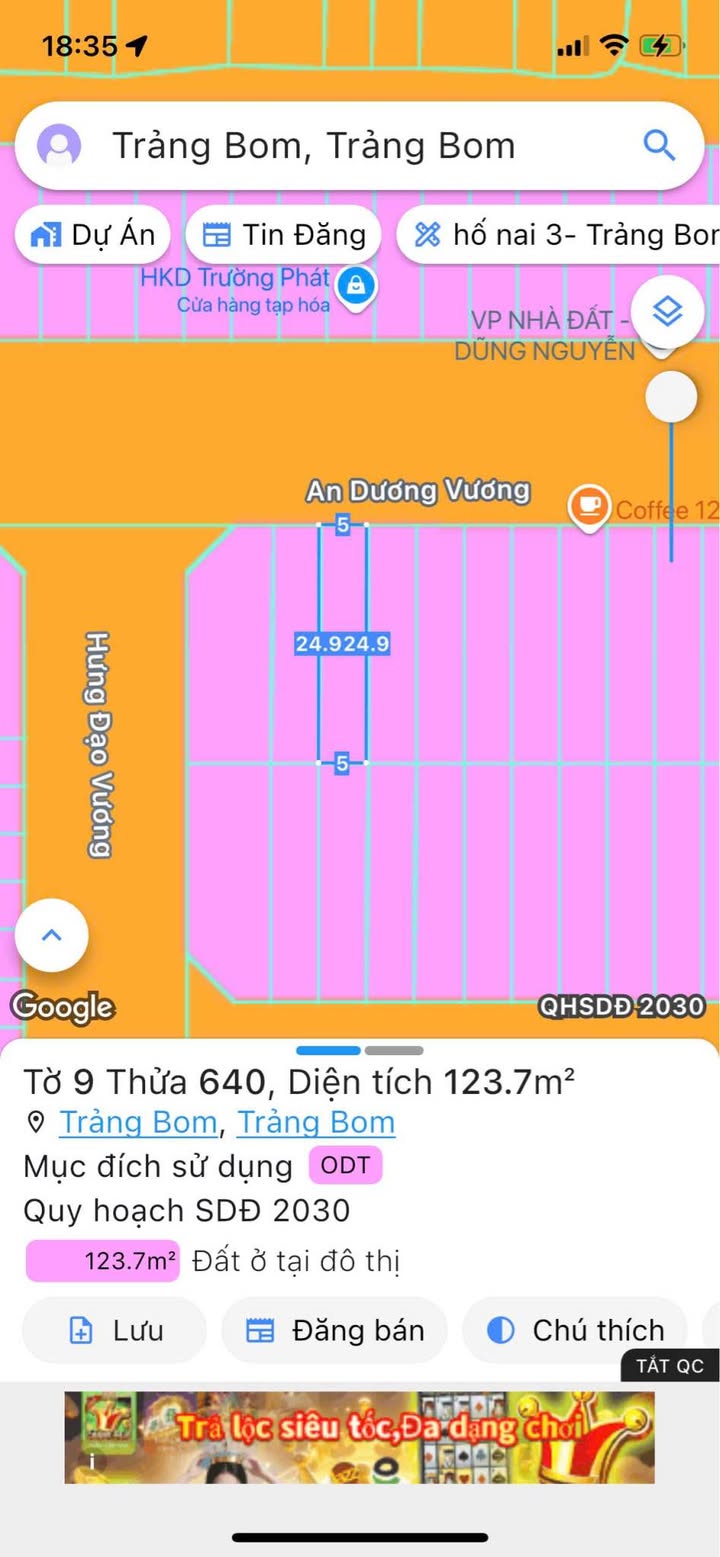 Nhà mặt tiền đường An Dương Vương, Trảng Bom 125m² giá 2.3 tỷ - Kinh doanh thuận lợi!