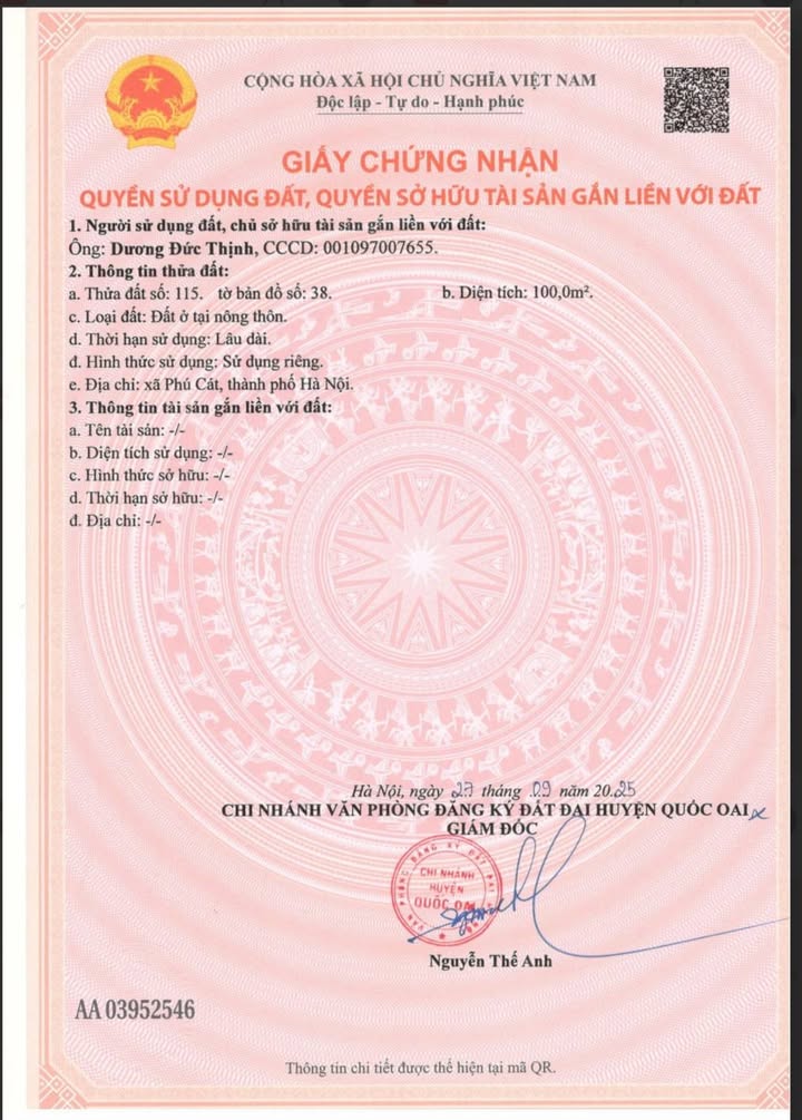 Đất nền góc độc tôn Phú Cát, Quốc Oai, 100m² - Cơ hội đầu tư sinh lời hiếm có!