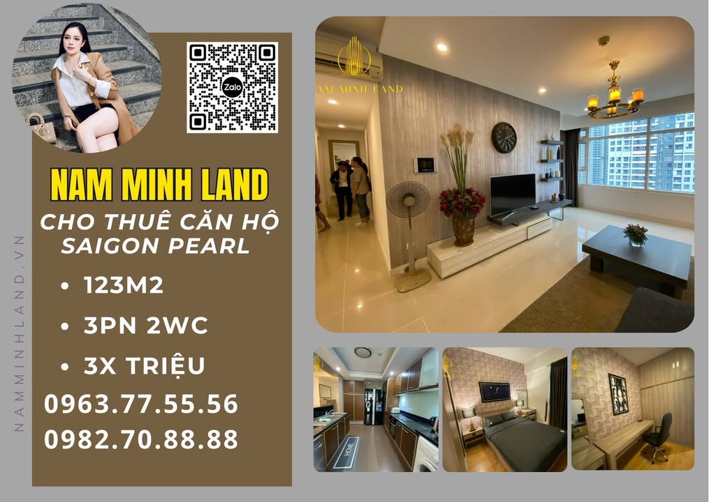 Căn hộ Saigon Pearl quận Bình Thạnh 123m² giá 30 triệu - View thành phố tuyệt đẹp!