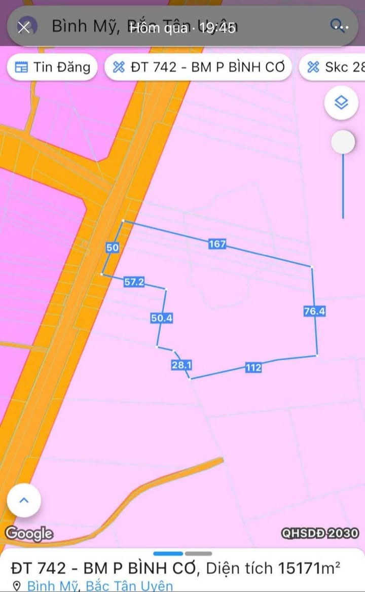 Đất nền Bình Mỹ, Bắc Tân Uyên 15.600m² - Mặt tiền đường DT742, giá tốt cho nhà đầu tư!