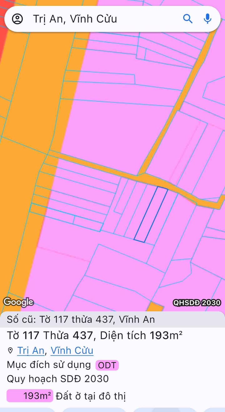 Đất thổ cư Vĩnh An 192m² giá 1.2 tỷ - Đầu tư sinh lời ngay hôm nay!