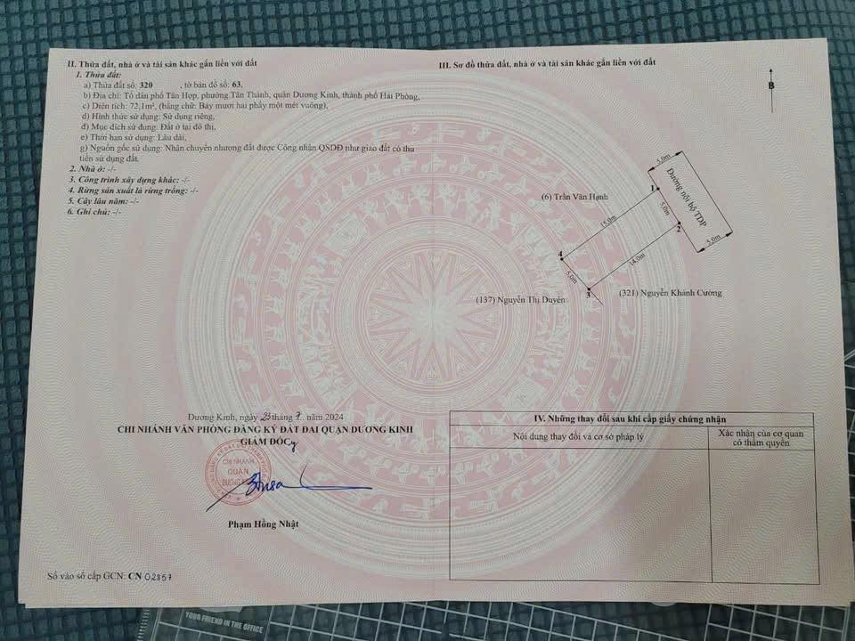 Đất nền Tân Thành, Dương Kinh 72m² giá 1.65 tỷ - Mặt tiền 5m cực hiếm!