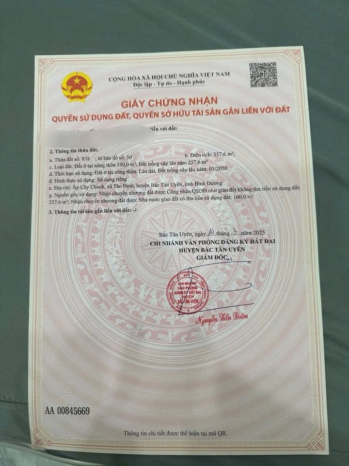 Đất nền Tân Định Bắc Tân Uyên 600m² giá chỉ 1.2 tỷ - Cơ hội đầu tư tuyệt vời!