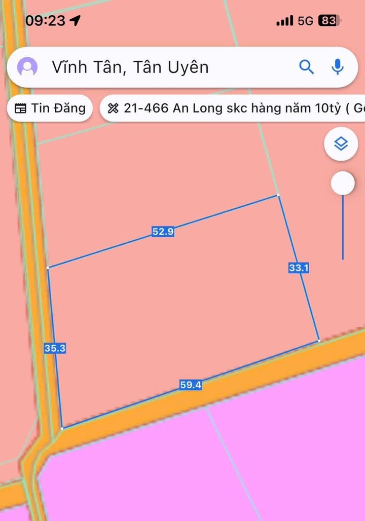 Đất nền Vĩnh Tân, Tân Uyên 1900m² giá 9 tỷ - Pháp lý rõ ràng, giao dịch nhanh!