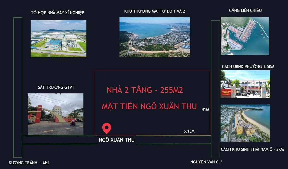 Đất tặng nhà 2 tầng mặt tiền Ngô Xuân Thu 255m² giá 5 tỷ - Đầu tư sinh lời ngay!