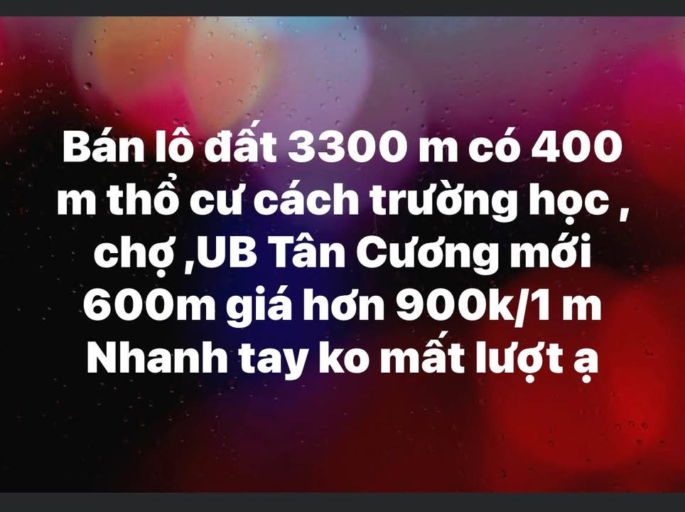 Đất nền Tân Cương Thái Nguyên 3300m² giá 3.06 tỷ - Cách chợ chỉ 600m!