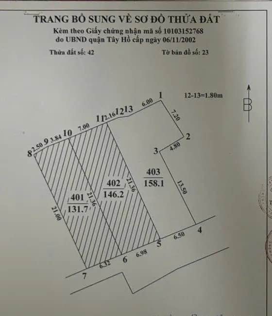 Biệt thự An Dương Vương Tây Hồ 158.1m² giá 33 tỷ - Đất đẹp tặng nhà cũ!