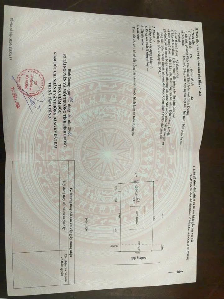 Đất mặt tiền 1124m² tại Vĩnh Tân, Tân Uyên - Giá 7 tỷ - Đường xe container