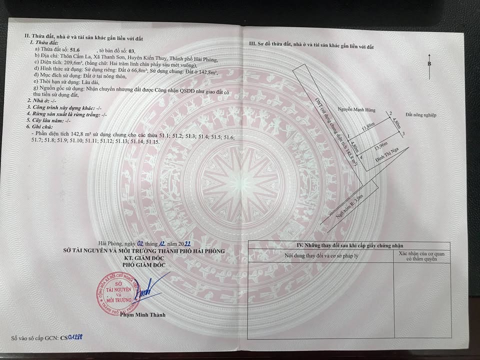 Đất nền tại Cẩm La, Thanh Sơn, Kiến Thụy 66.8m² giá chỉ 800 triệu - Đầu tư sinh lời cao!