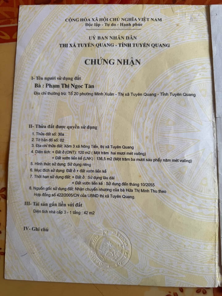 Nhà riêng Nông Tiến Tuyên Quang 330m² giá 4 tỷ - Gần gũi thiên nhiên, an toàn cho gia đình!