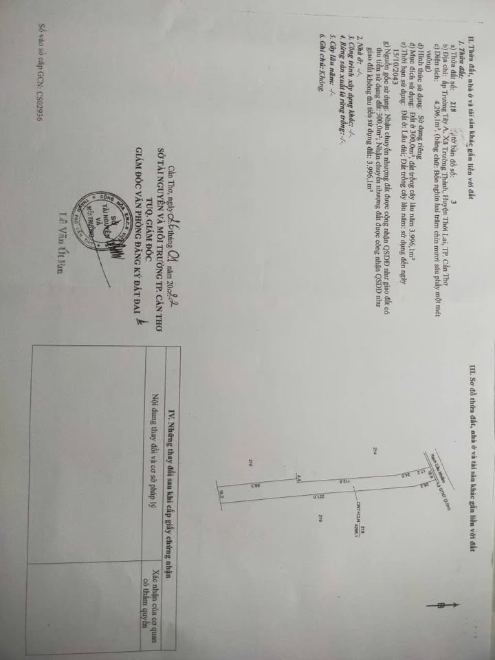 Đất nền 4.000m² tại ấp Trường Tây A, Thới Lai, Cần Thơ - Giá chỉ 2.8 tỷ