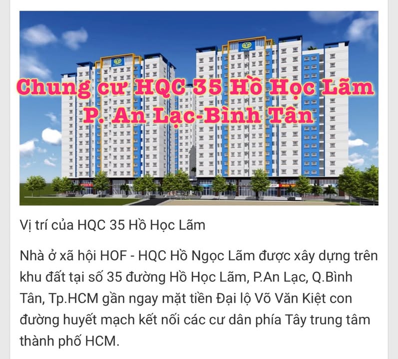 Căn hộ HQC 35 Hồ Học Lãm, Bình Tân 70m² giá 1.95 tỷ - Full nội thất, vào ở ngay!
