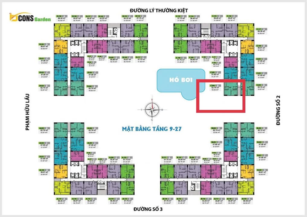 Căn hộ Bcons Garden Dĩ An 63m² giá thỏa thuận - View hồ bơi cực đẹp!