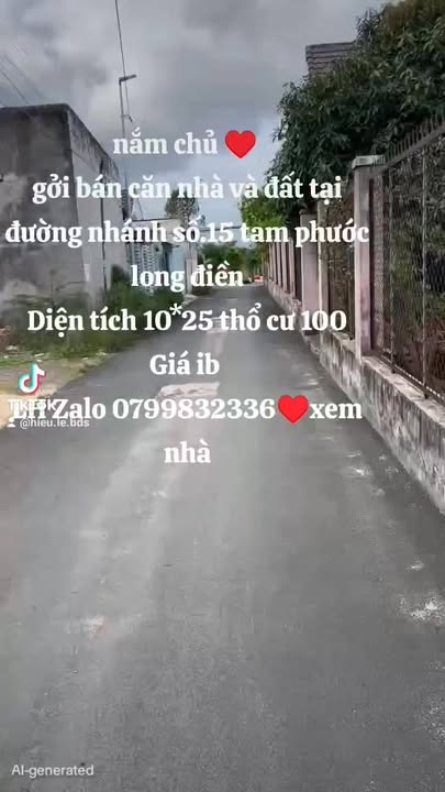 Đất nền bán tại xã Tam Phước, Long Điền 2500m² giá 2.1 tỷ - Cơ hội đầu tư sinh lời!