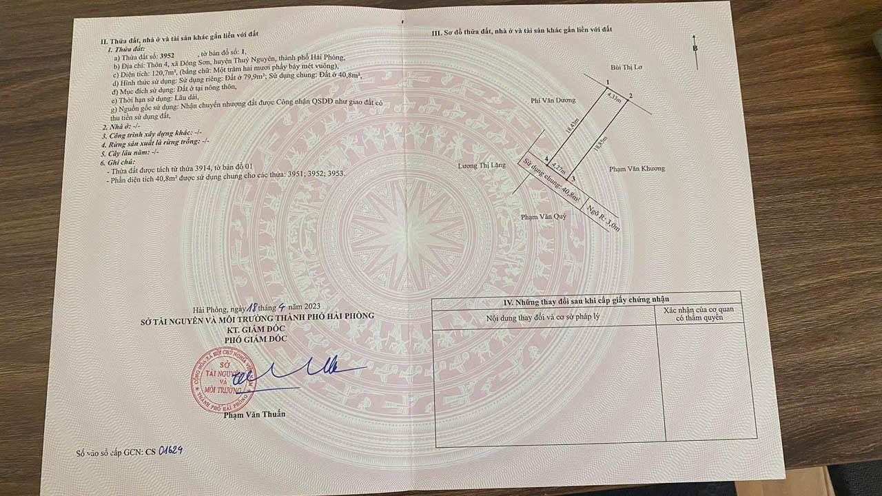 Đất nền chính chủ tại phường Lưu Kiếm, Hải Phòng 80m² - Hướng Nam, giá tốt!