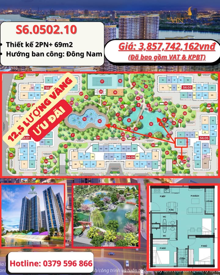 Căn hộ The Origami Vinhomes Grand Park 69m² chỉ 3,857 tỷ - Cơ hội sở hữu ngay!