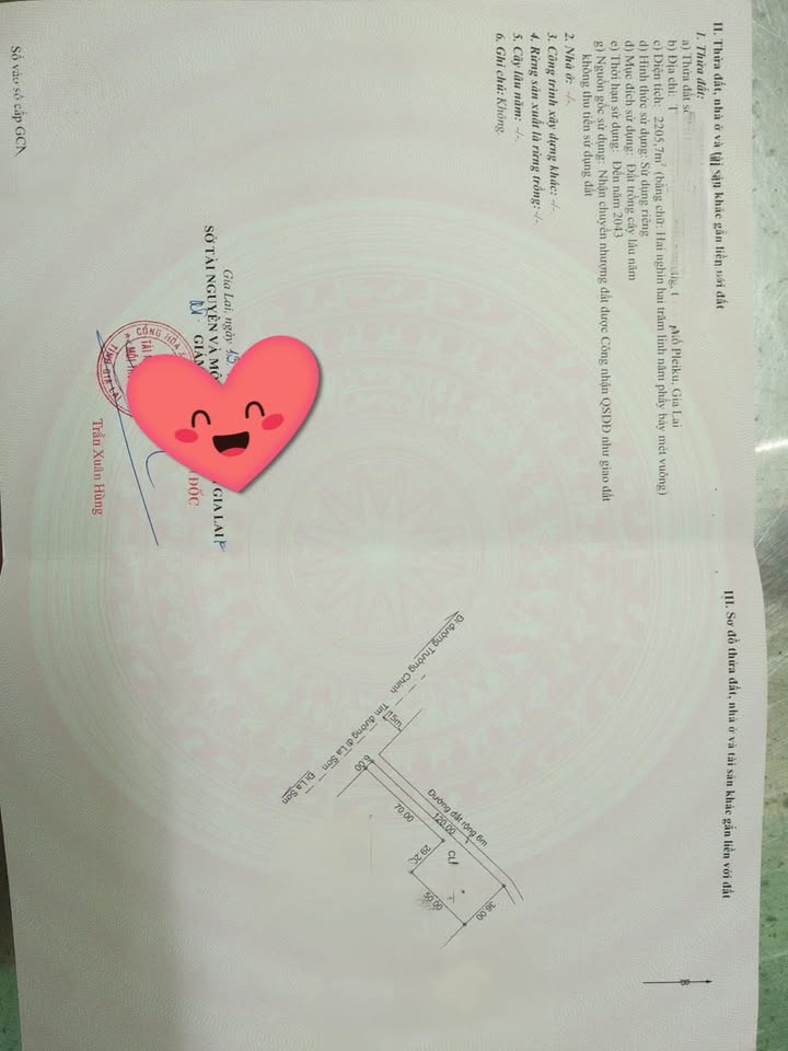 Đất nền đẹp 2 mặt tiền tại phường Hội Phú, 2205m² giá 3 tỷ - Pháp lý rõ ràng!