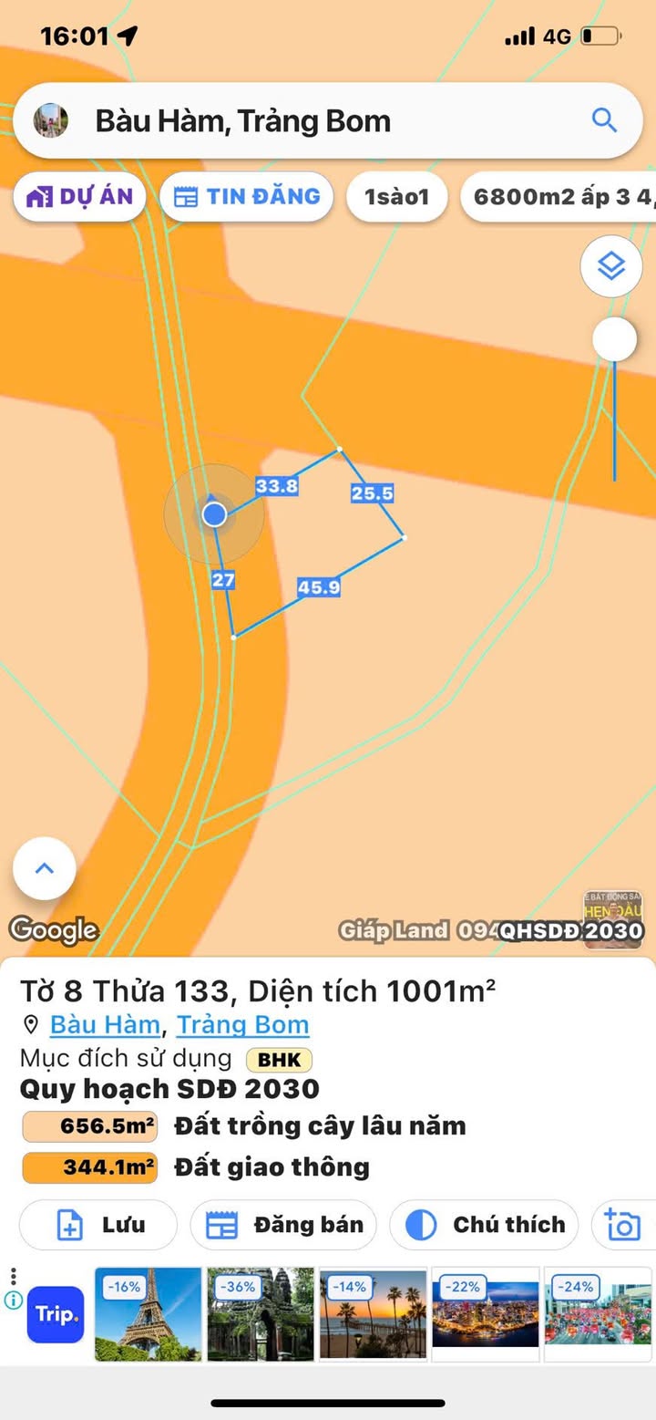 Đất nền 1000m² xã Bàu Hàm, Trảng Bom giá 1.4 tỷ - Đầu tư sinh lời ngay!