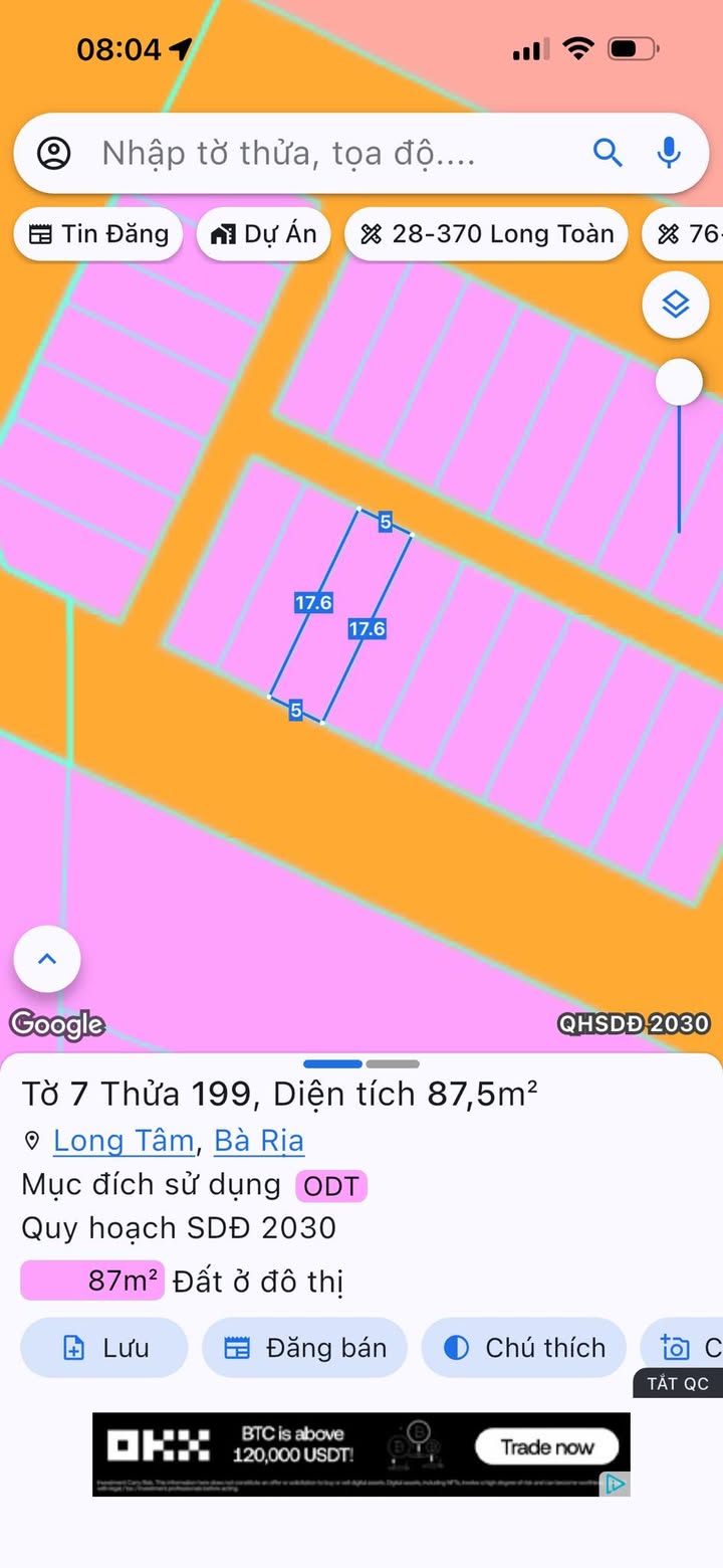 Đất nền khu Barimex, phường Long Tâm, Bà Rịa - 87m² chỉ 1.89 tỷ - Cơ hội đầu tư hấp dẫn!