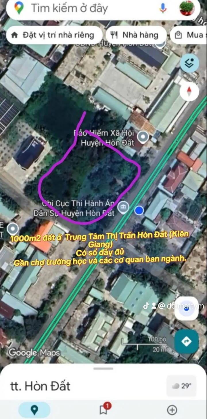 Đất nền 1000m² tại trung tâm thị trấn Hòn Đất - Giá chỉ 380 triệu