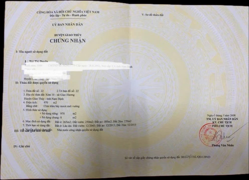 Đất chính chủ Giao Hương Giao Thủy 970m² giá 2 tỷ - Sổ đỏ đầy đủ!
