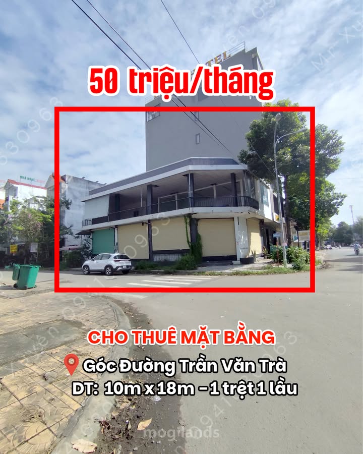 Mặt bằng góc 2 mặt tiền Trần Văn Trà 180m² giá 50 triệu - Đầu tư sinh lời ngay!