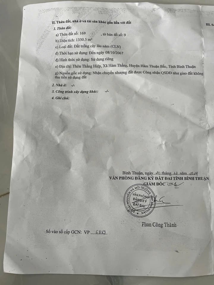 Đất nông nghiệp Hàm Thắng 1300m² giá 800 triệu - Đầu tư sinh lời lâu dài!