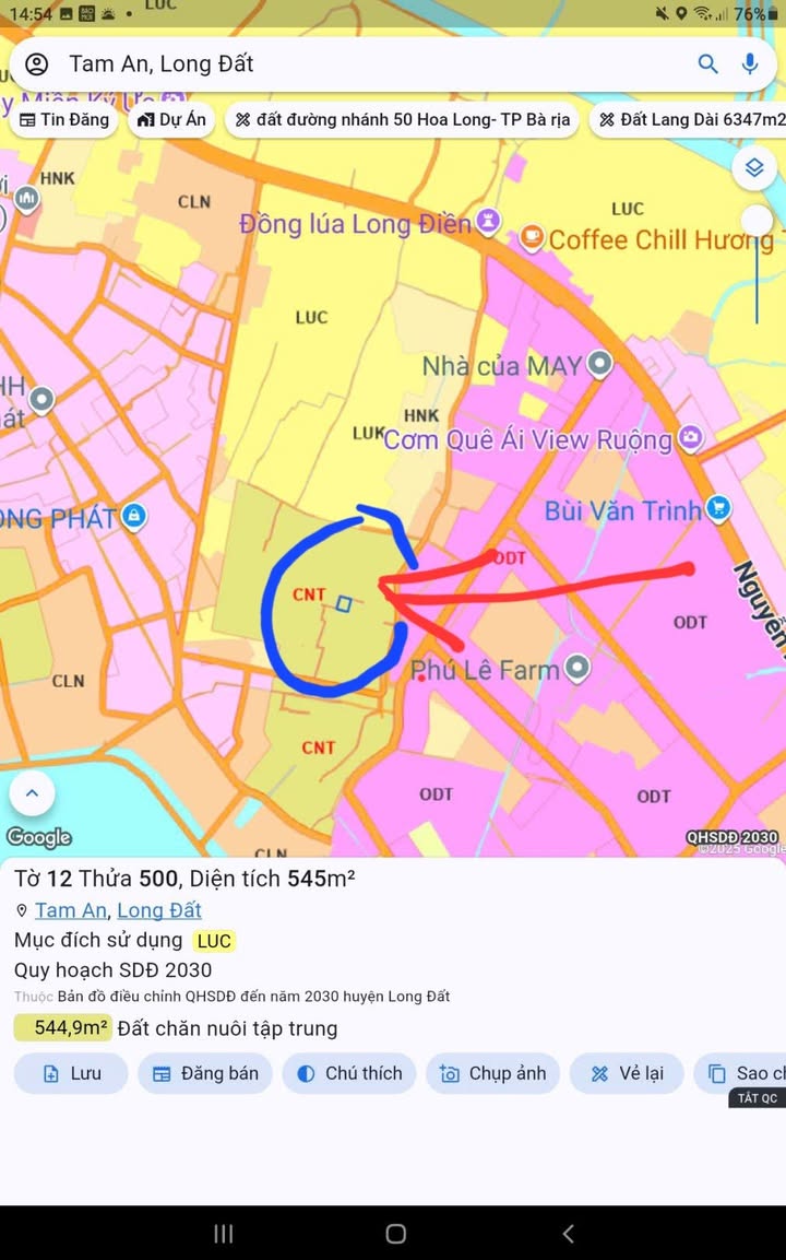 Đất nền Tam Phước, Long Điền 545m² giá 499 triệu - Cơ hội đầu tư tuyệt vời!