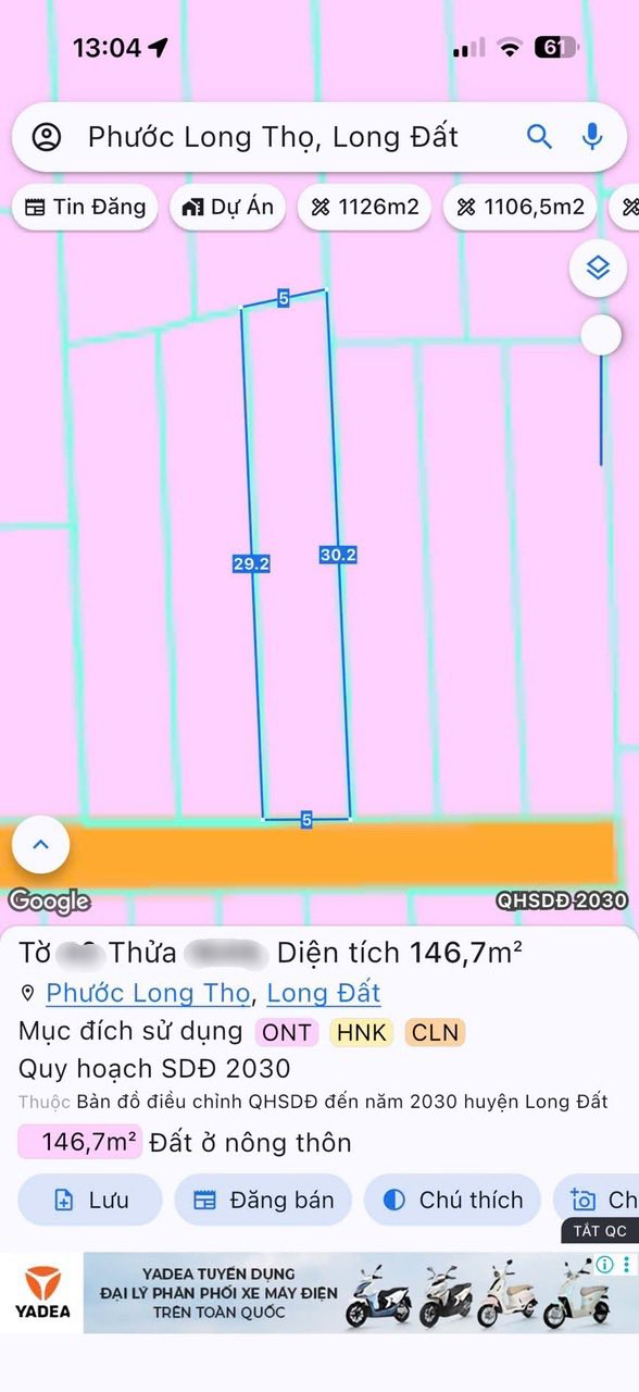 Đất nền Phước Long Thọ 146,7m² giá 600 triệu - Đầu tư sinh lời ngay!