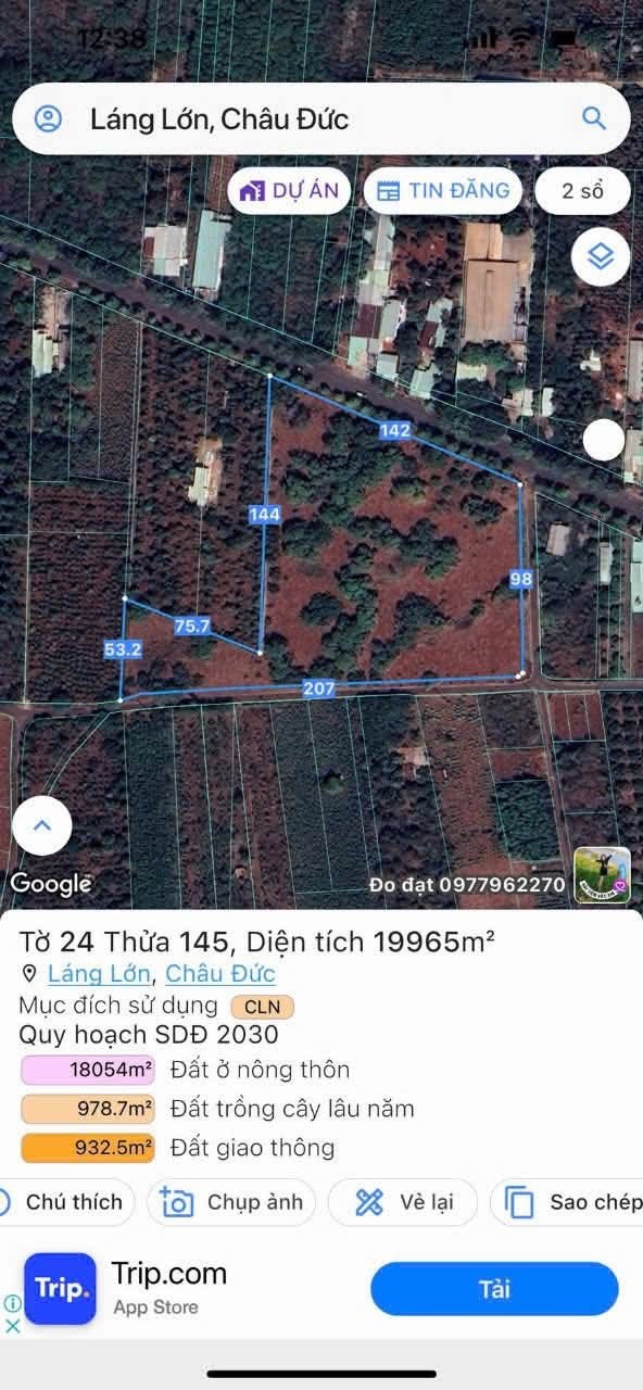 Đất nền 20.000m² tại Ngãi Giao, Châu Đức, Bà Rịa - Vũng Tàu giá chỉ 3.5 triệu/m² - Cơ hội đầu tư tuyệt vời!