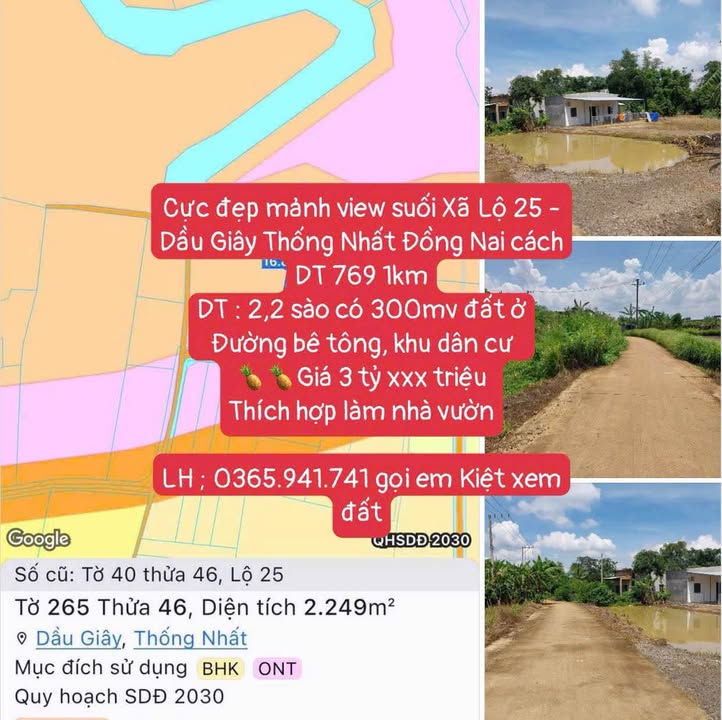Đất Farm view suối Lộ 25 - Thống Nhất Đồng Nai 7920m² giá 3 tỷ - Tiềm năng đầu tư lớn!
