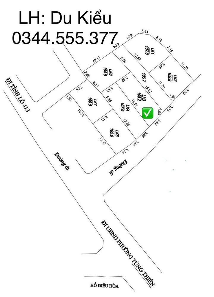 Đất mặt tiền 108m² Phường Tùng Thiện giá 2 tỷ - Đầu tư sinh lời nhanh!