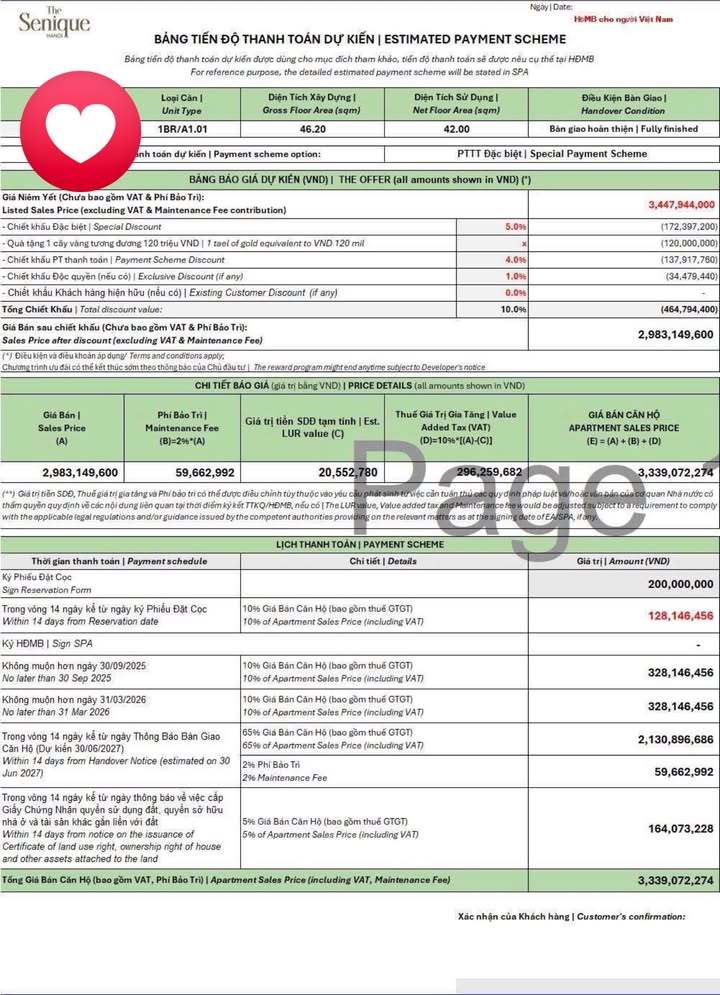 Căn hộ The Senique Gia Lâm 42m² giá 3.7 tỷ - Thanh toán 30/70 hấp dẫn!