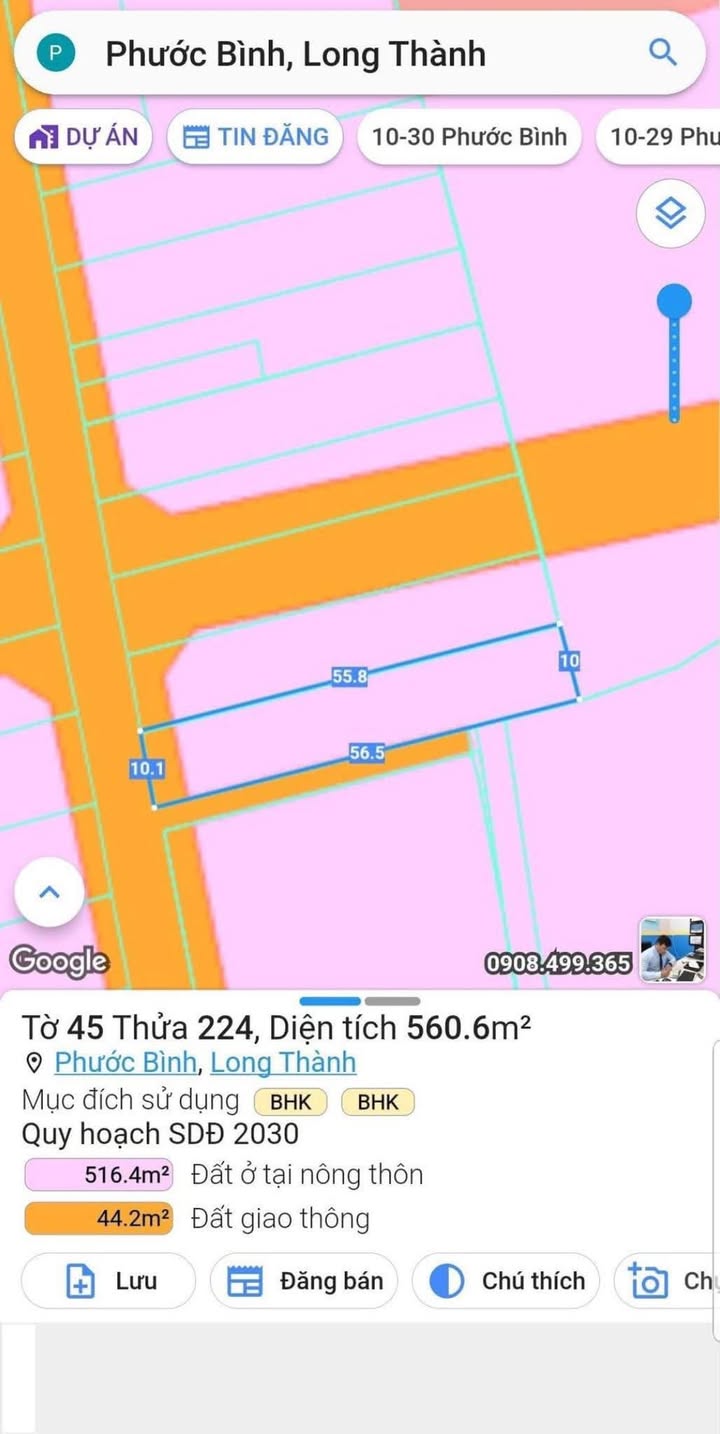 Đất chính chủ 560m² tại Ấp 6, xã Phước Bình giá 2.5 tỷ - Thương lượng tốt!