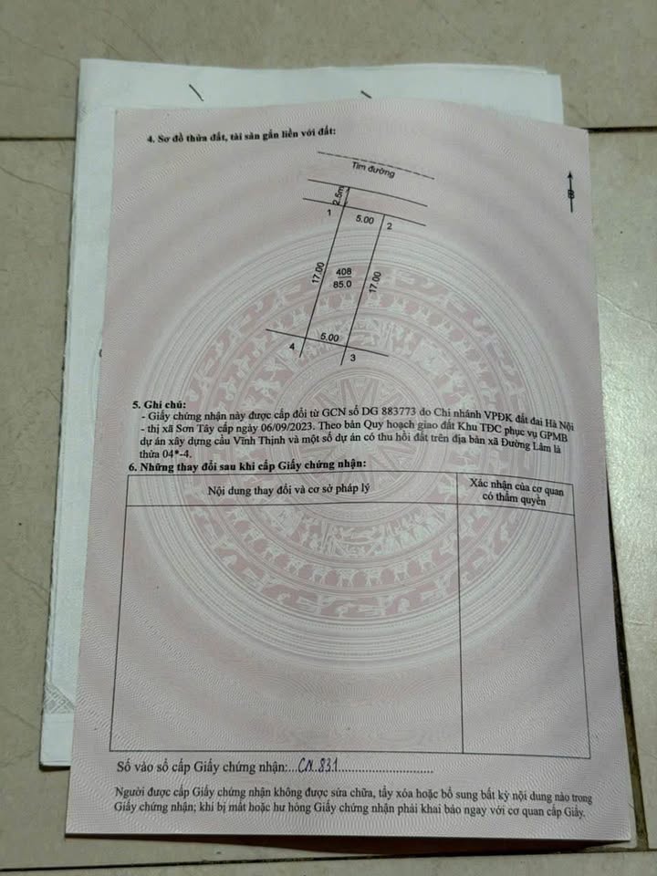 Đất nền khu TDC Vĩnh Thịnh, Sơn Tây, 85m² giá 3.2 tỷ - Vị trí đẹp phong thuỷ