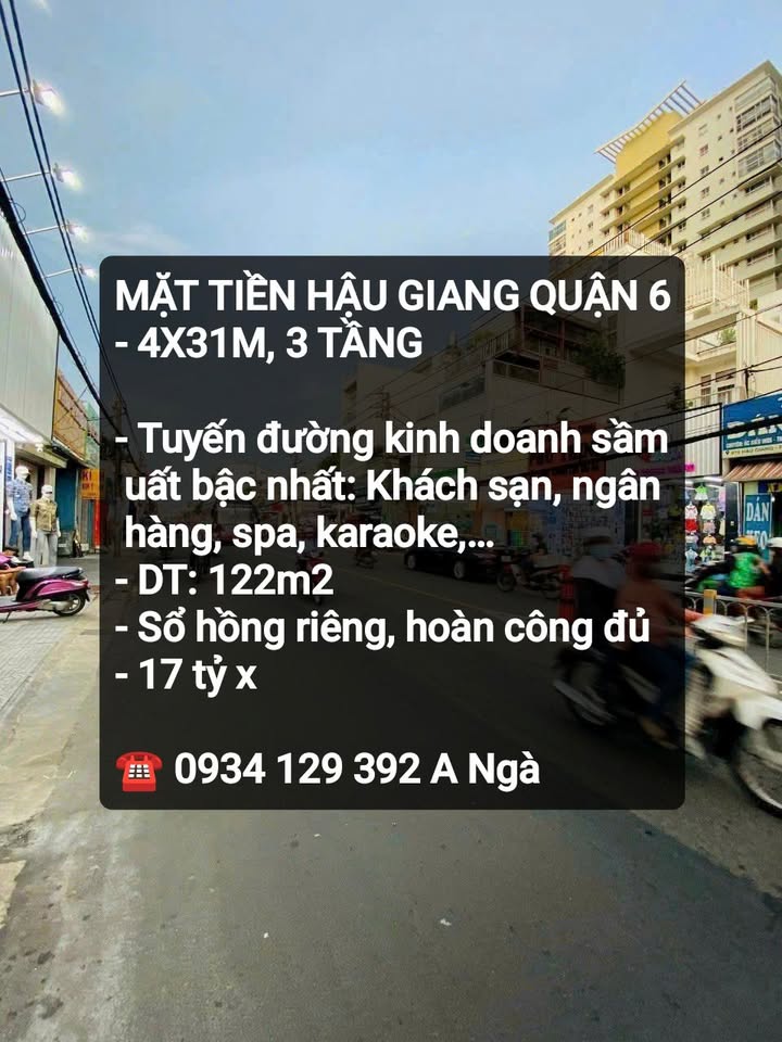 Bán gấp nhà mặt tiền Hậu Giang Quận 6, 122m², chỉ 17 tỷ - Kinh doanh sầm uất!