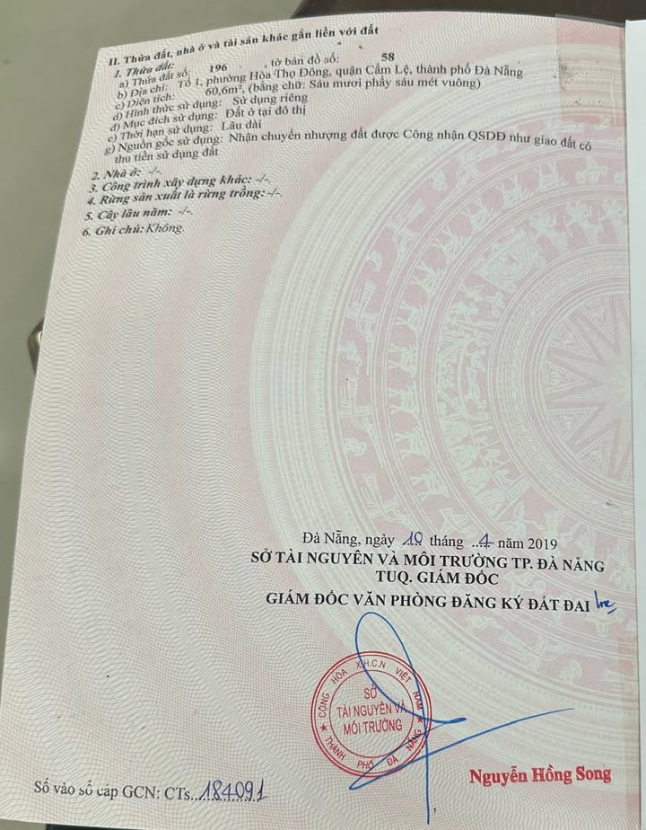 Đất Hòa Thọ Đông 60m² giá 2.289 tỷ - Kiệt ô tô, cơ hội đầu tư tốt!