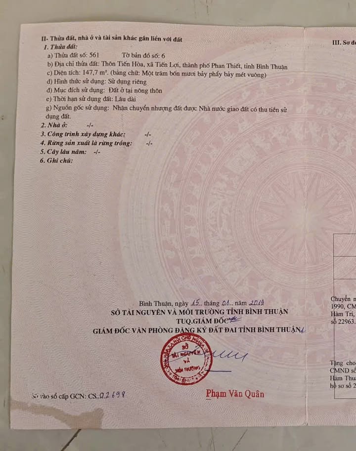 Đất thổ cư Tiến Lợi Phan Thiết 147.7m² giá 1.1 tỷ - Sổ đỏ chính chủ!