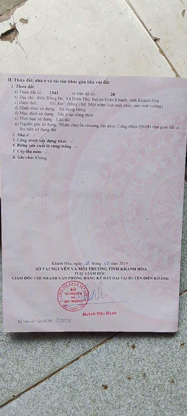 Đất nền Diên Khánh 101m² giá 480 triệu - Đường ô tô tận nơi!