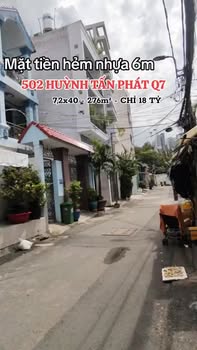 Nhà mặt tiền hẻm nhựa ô tô 6m Huỳnh Tấn Phát, Quận 7, 288m² giá chỉ 18 tỷ - Đầu tư sinh lời cao!
