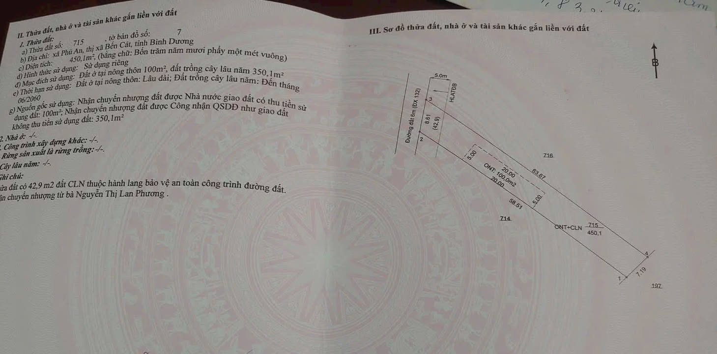 Đất nền Phú An, Bến Cát, Bình Dương 504m² giá 2.5 tỷ - Cơ hội đầu tư hấp dẫn!