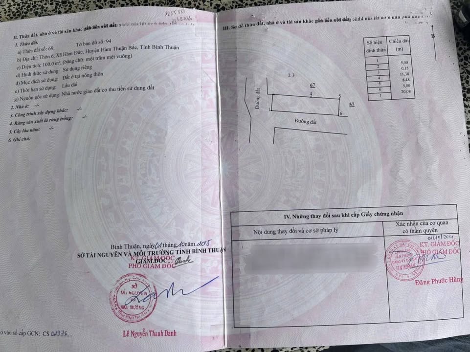 Đất thổ cư Hàm Đức 100m² giá 650 triệu - Góc 2 mặt tiền đường bê tông