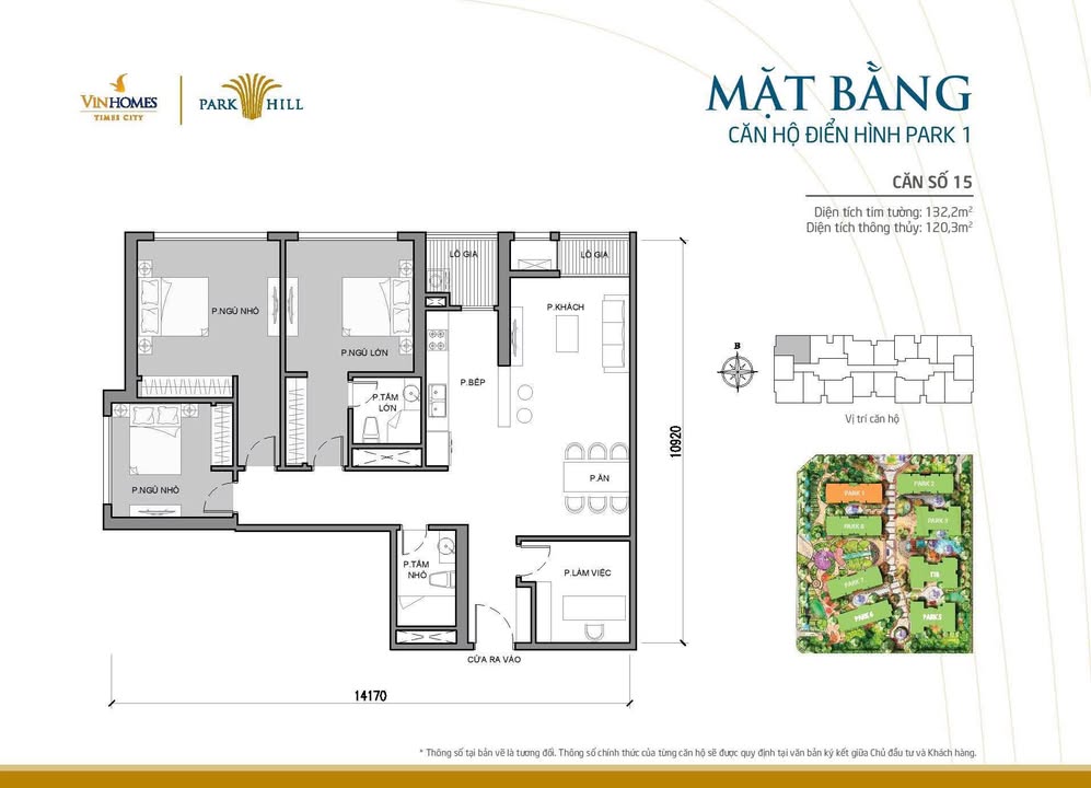 Căn hộ Park Hill Hoàng Mai 132m² giá thỏa thuận - Thiết kế hiện đại, full nội thất!