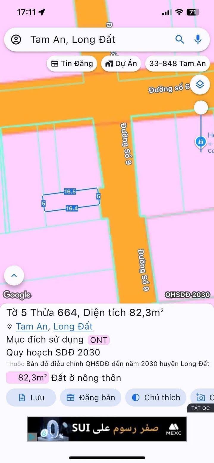 Đất nền Mặt tiền nhựa số 9, xã Tam Phước, huyện Long Điền - Đầu tư lý tưởng chỉ 850 triệu!