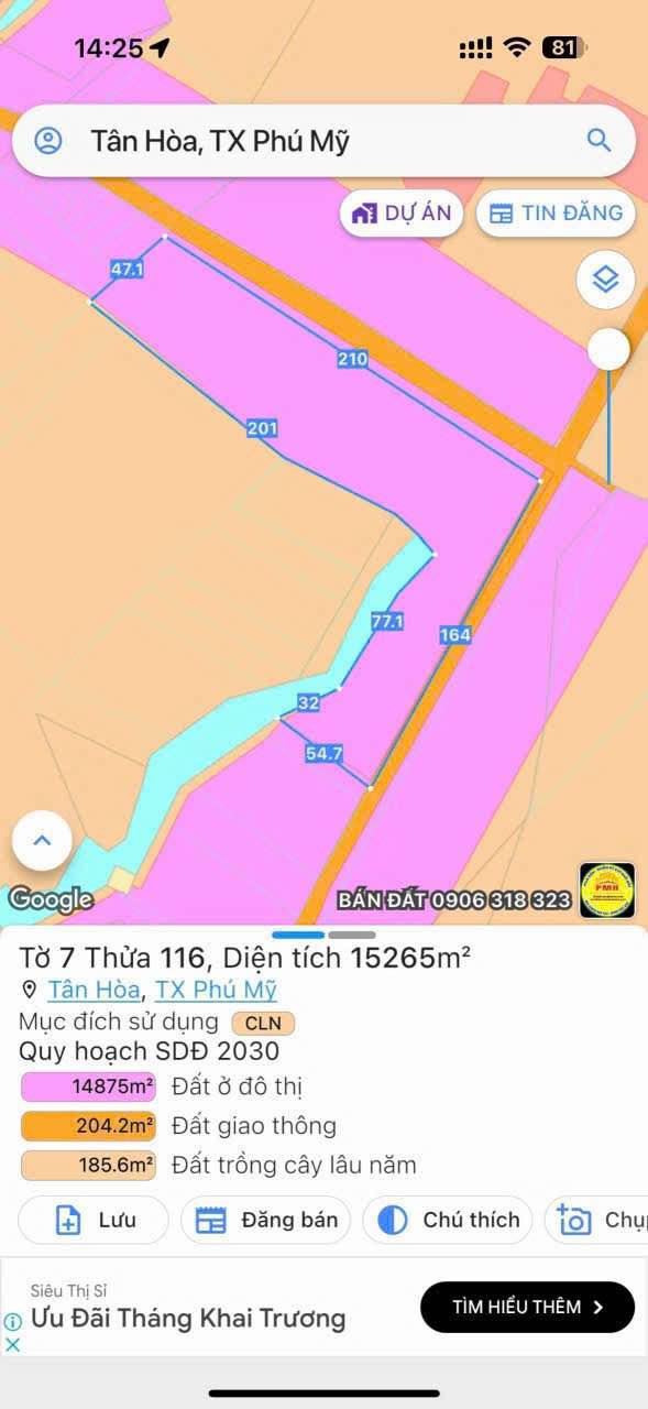 Đất nền Tân Hòa, Phú Mỹ 17,256m² giá 60 tỷ - Đầu tư sinh lời lý tưởng!