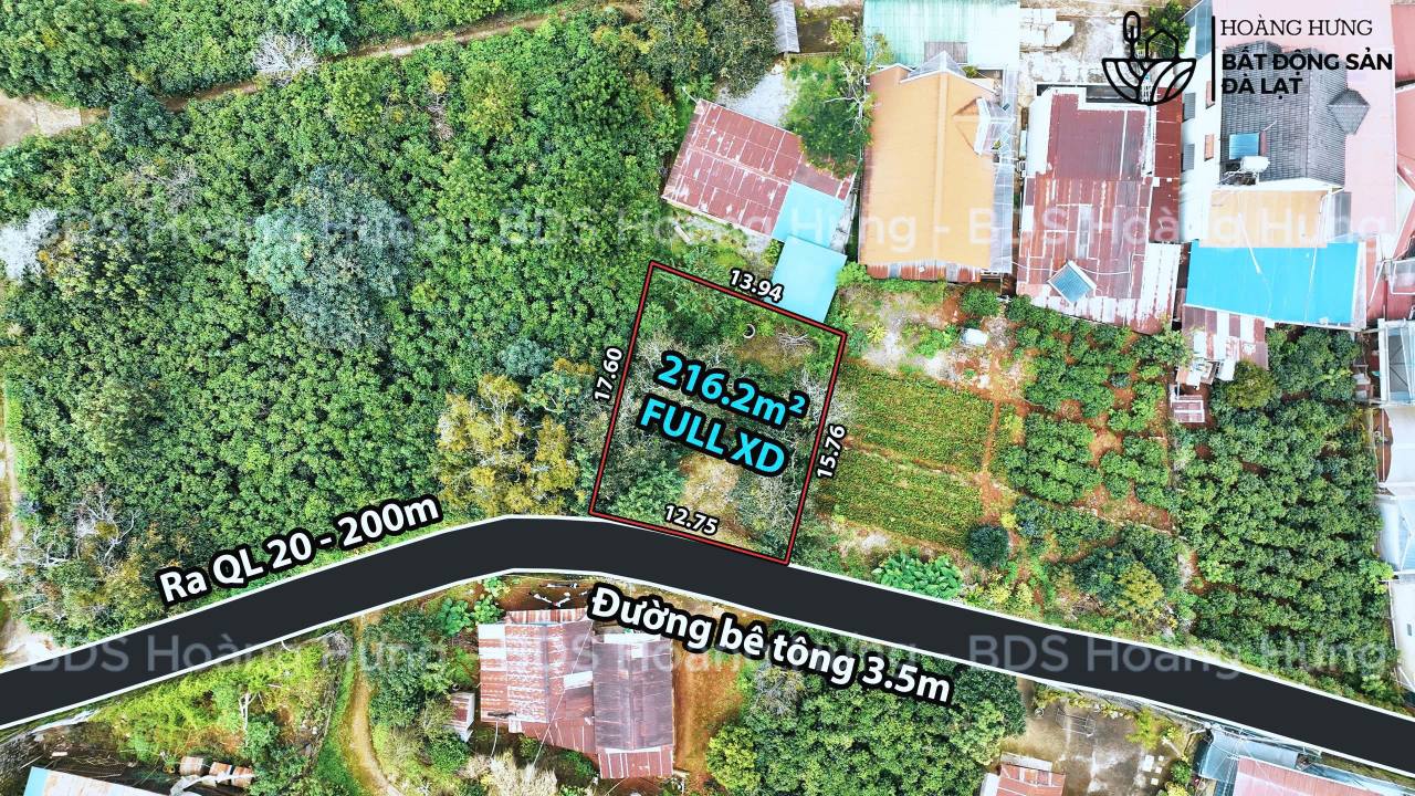 Lô đất 216m² Phường Xuân Trường Đà Lạt giá 2.5 tỷ - Tiềm năng đầu tư cực cao!